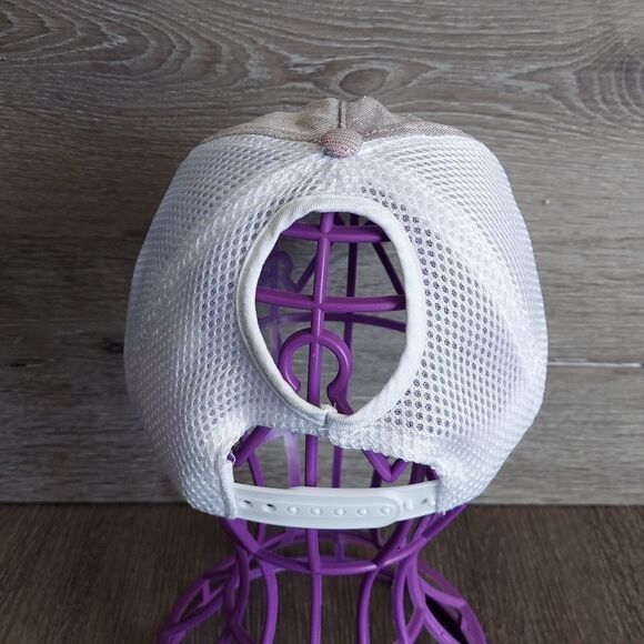 Justice Pink Shimmering Sparkly Iridescent Pony Tail Ball Cap Hat OSFM - Picture 4 of 5